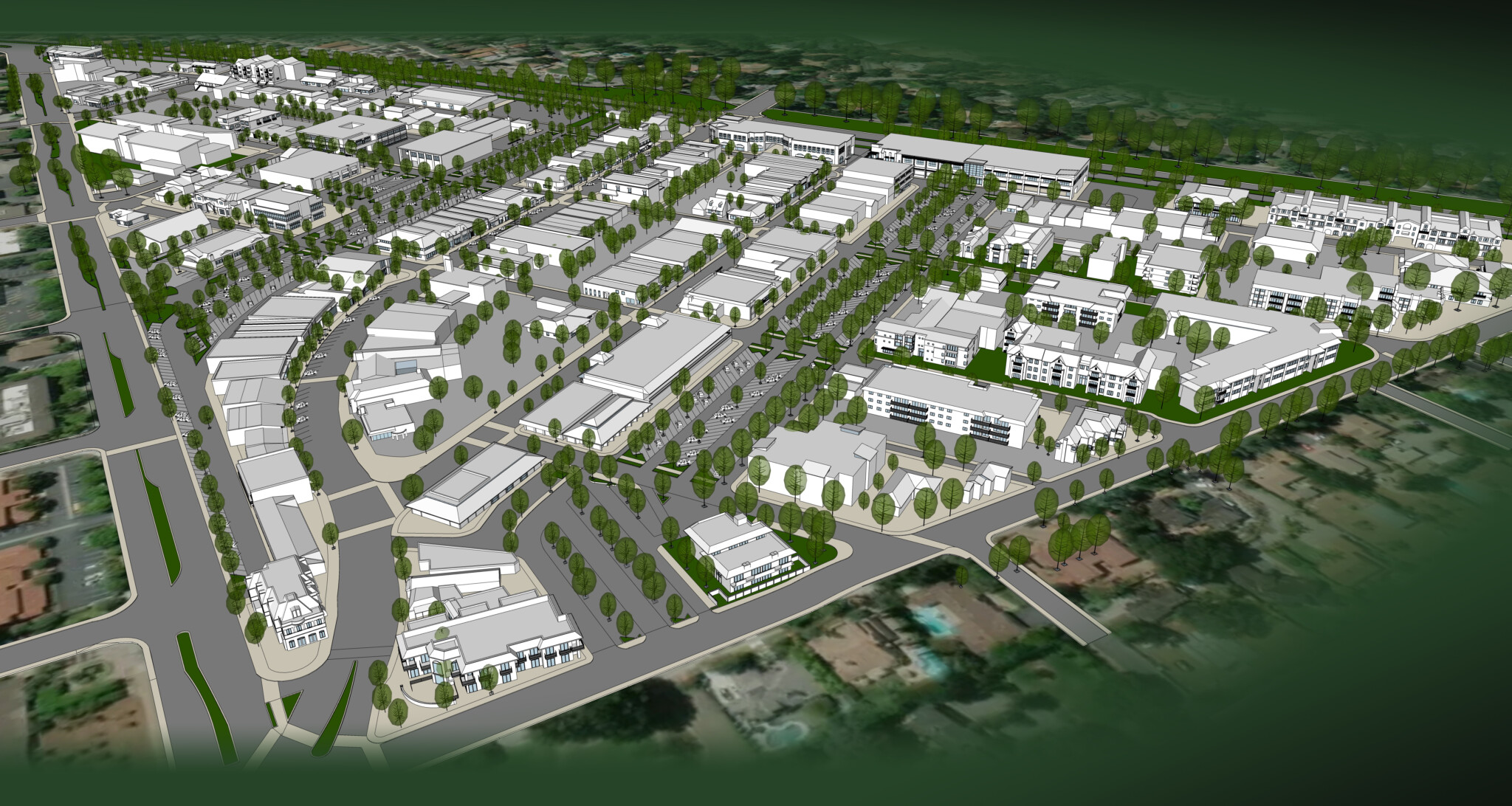 AERIAL VIEW OF CITY 3D MODEL